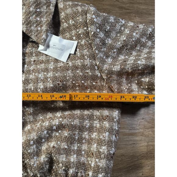 AUTH L'AGENCE Cove Cropped Tweed Jacket Coat Dark Cappuccino/Gold Multi US8 - Picture 6 of 7